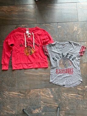 Chicago Blackhawks Kids Red Sweatshirt & Gray Tee - Team Logo Tops Sz sm 4/6